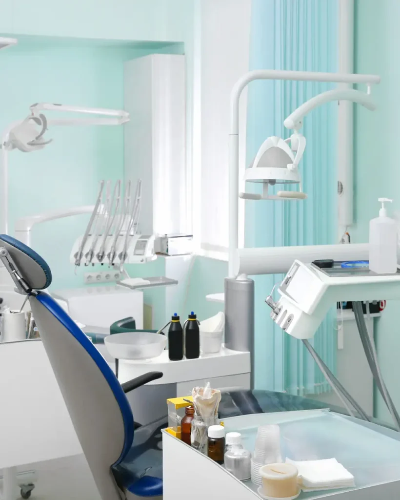 Dentist's office with modern chairs and professional equipment